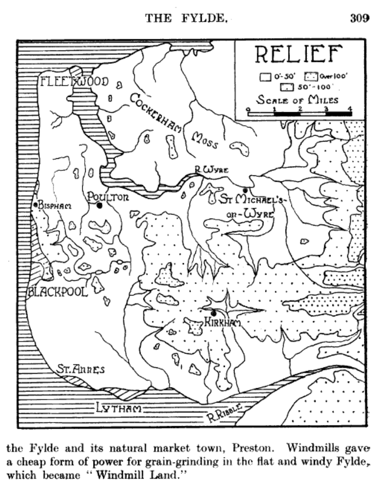 relief map of The Fylde