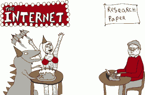 the internet is more interesting than a research paper cartoon by asher sarlin
